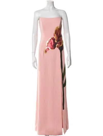 Pre-owned Costarellos Floral Print Long Dress In Pink