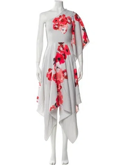 Pre-owned Costarellos Floral Print Long Dress In Red