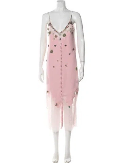 Pre-owned Costarellos Floral Print Midi Length Dress In Pink