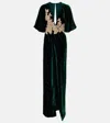 Costarellos Floral Velvet Maxi Dress In Green