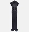 Costarellos Gathered Metallic Plissé Gown In Metallic