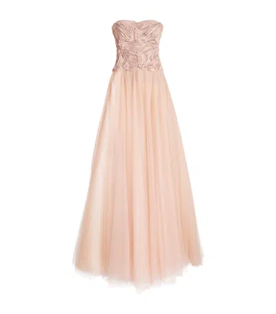 Costarellos Georgette Vietta Gown In Neutral