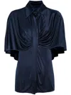 Costarellos Glossy Jersey Shirt In 蓝色