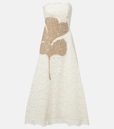 Costarellos Hallis Embellished Lace Cocktail Dress In White