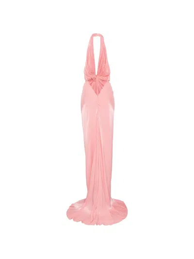 Costarellos Halter Gathered Maxi Dress In Pink