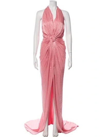 Pre-owned Costarellos Halterneck Long Dress W/ Tags In Pink