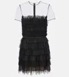 Costarellos Hayla Tulle And Chantilly Lace Minidress In Black