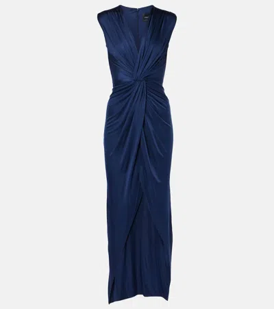 Costarellos Indra Gathered Jersey Gown In Blue
