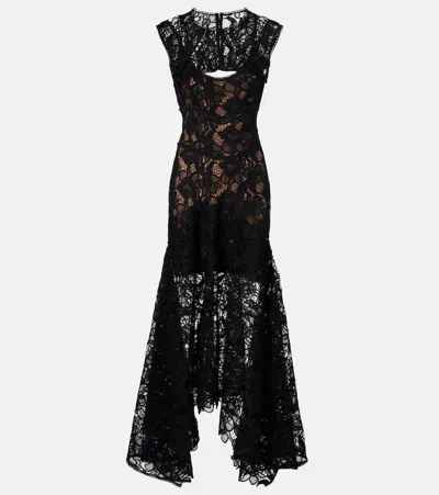 Costarellos Janica Silk Lace Gown In Black