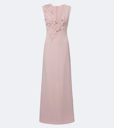 Costarellos Jevi Embellished Floral Appliqué Crepe Gown In Pink