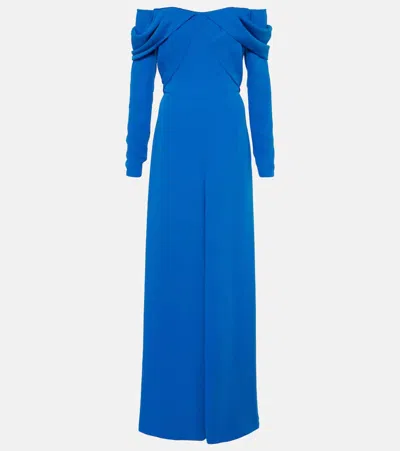 Costarellos Jordana Gathered Crêpe Jumpsuit In Blue