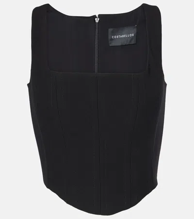 Costarellos Jovie Wool Crêpe Bustier In Black