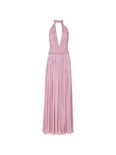 Costarellos Juliette Crystal-embellished Halterneck Gown In Pink