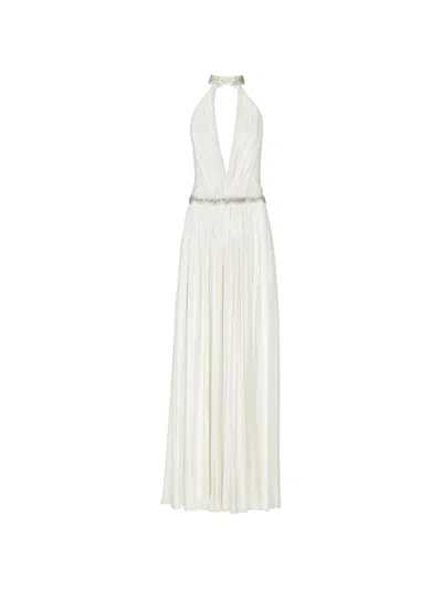 Costarellos Juliette Crystal-embellished Halterneck Gown In White