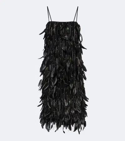 Costarellos Julita Embellished Fringed Cocktail Dress In Black