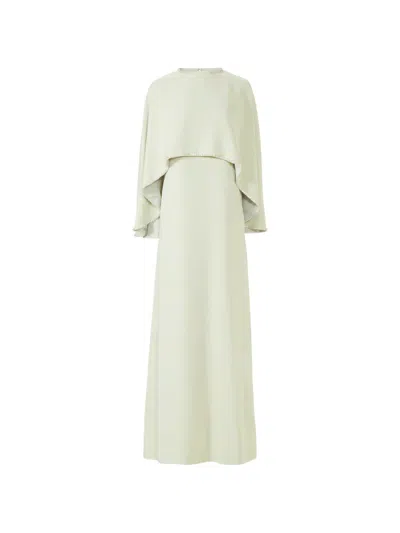 Costarellos Karolina Cape-effect Crystal-embellished Maxi Dress In Green