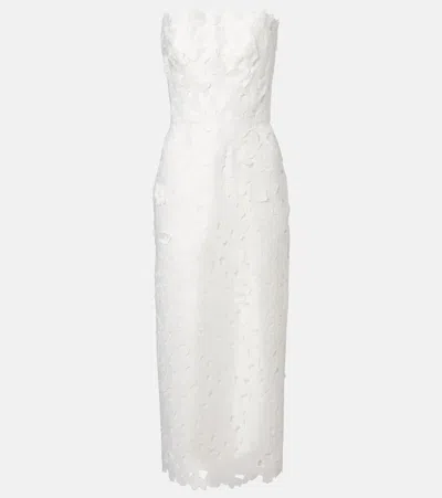 Costarellos Lace Bustier Gown In White