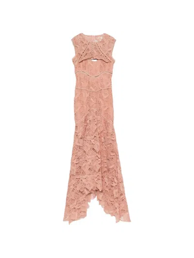 Costarellos Lace Cutout Maxi Dress In Pink