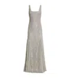 Costarellos Elysia Beaded Lace Gown In Gray