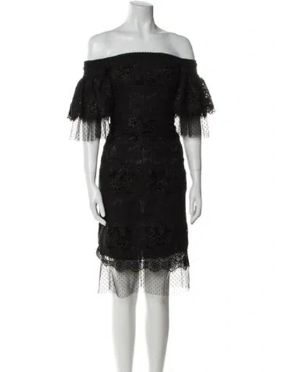 Pre-owned Costarellos Lace Knee-length Dress In Black