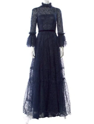 Pre-owned Costarellos Lace Long Dress In Blue