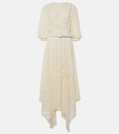Costarellos Lace Midi Dress In Neutrals