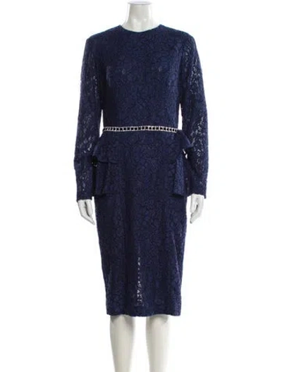 Pre-owned Costarellos Lace Midi Length Dress W/ Tags In Blue