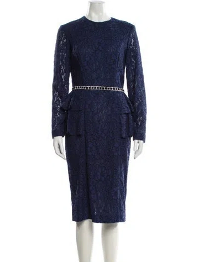 Pre-owned Costarellos Lace Midi Length Dress W/ Tags In Blue