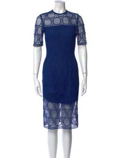 Pre-owned Costarellos Lace Pattern Knee-length Dress In Blue