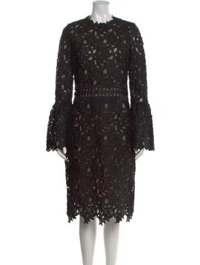 Pre-owned Costarellos Lace Pattern Midi Length Dress In Black