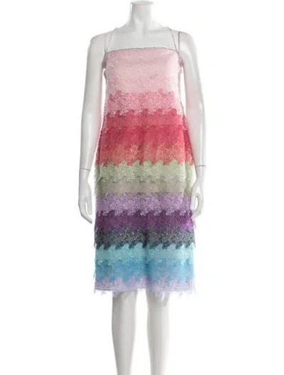 Pre-owned Costarellos Lace Pattern Midi Length Dress W/ Tags In Multicolor