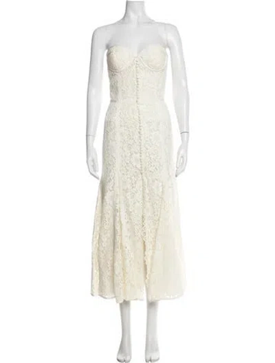 Pre-owned Costarellos Lace Pattern Midi Length Dress W/ Tags In Neutrals