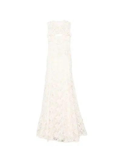 Costarellos Lace Sleeveless Maxi Dress In Neutral