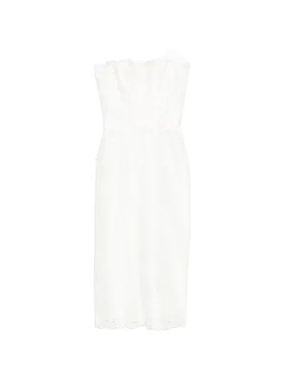 Costarellos Astelle Strapless Guipure Lace Midi Dress In White