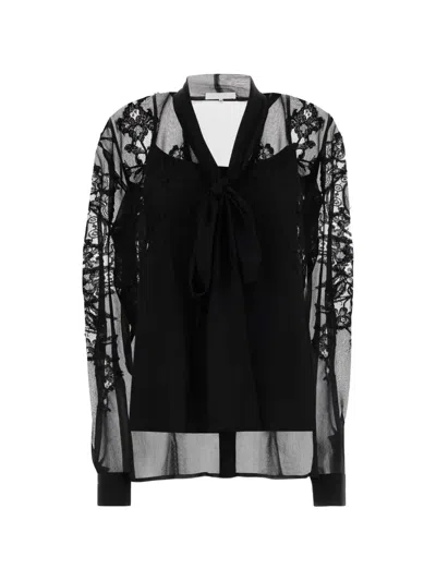 Costarellos Lace-panelled Silk Blouse In Multi