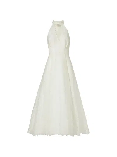 Costarellos Lavinia Embroidered Organza Midi Dress In White