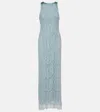 Costarellos Lenia Beaded Lace Gown In Blue