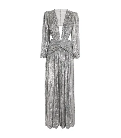 Costarellos Leopard Devoré Anisa Gown In Gray