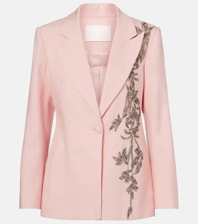 Costarellos Lesia Embellished Wool-blend Blazer In Pink