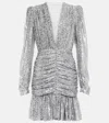 Costarellos Libby Embellished Ruched Minidress In Silver
