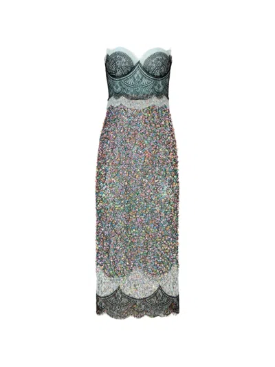 Costarellos Lindra Lace Sequined Midi Dress In Black