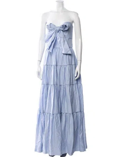 Pre-owned Costarellos Linen Long Dress In Blue