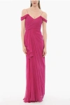 Costarellos Draped Silk Gown