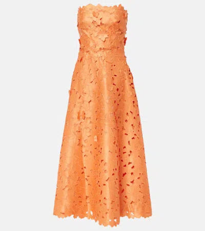 Costarellos Lorina Lace Bustier Dress In Orange