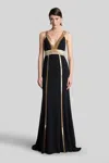Costarellos Lucine Long Dress In Black Polyester In Black
