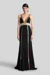Costarellos Lucine Long Dress In Black Polyester In Black