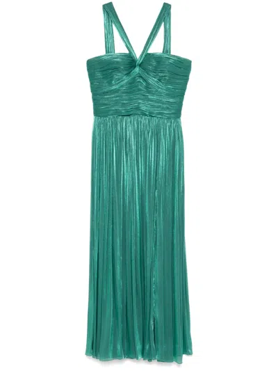 Costarellos Georgette-maxikleid Aus Lurex In Grün