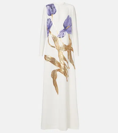 Costarellos Malvina Sequined Crêpe Gown In Ecru