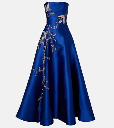 Costarellos Mavia Embellished Bustier Gown In Blue