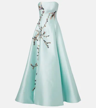 Costarellos Mavia Embellished Bustier Gown In Blue